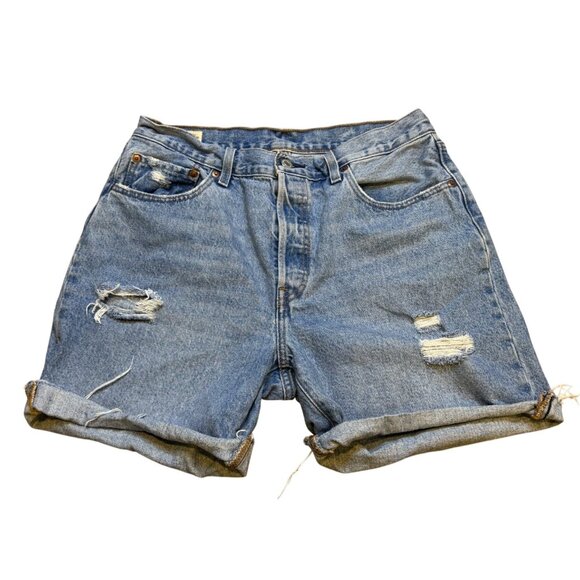 Levis 501 High-Waisted Denim Shorts 31 - Picture 1 of 7